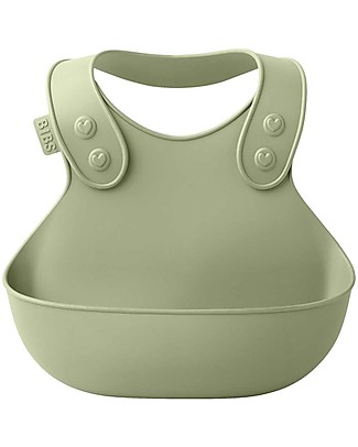 Bibs Bavaglino con Tasca - Salvia - Impermeabile Senza BPA e Totalmente Riciclabile! Bavagli Impermeabili