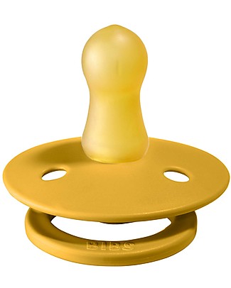 Bibs Ciuccio Bibs Colour - Senape - Tettarella in Gomma Naturale - Made in Denmark - con Mascherina Rotonda e Leggera - Senza BPA, PVC e Ftalati Ciucci