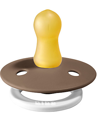 Bibs Ciuccio Bibs Notte - Nocciola - Tettarella in Gomma Naturale - Made in Denmark - con Mascherina Rotonda e Leggera - Senza BPA, PVC e Ftalati Ciucci