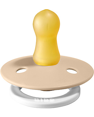 Bibs Ciuccio Bibs Notte - Vaniglia - Tettarella in Gomma Naturale - Made in Denmark - con Mascherina Rotonda e Leggera - Senza BPA, PVC e Ftalati Ciucci