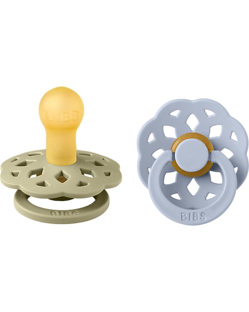 BIBS Ciuccio Boheme - Tettarella Ciliegia in Gomma Naturale - Khaki e Dusty Blue - Senza PBA, PVC e Flatati Ciucci