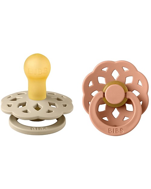 BIBS Ciuccio Boheme - Tettarella Ciliegia in Gomma Naturale - Vaniglia e Pesca - Senza PBA, PVC e Flatati Ciucci