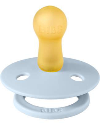 BIBS Ciuccio Colour - Baby Blu - Tettarella in Gomma Naturale - Made in Denmark - con Mascherina Rotonda e Leggera - Senza BPA, PVC e Ftalati Ciucci