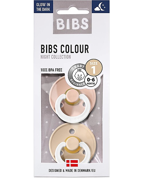 BIBS Ciuccio Colour Glow - Tettarella Ciliegia in Gomma Naturale - Rosa Cipria e Vaniglia - Senza PBA, PVC e Flatati Ciucci