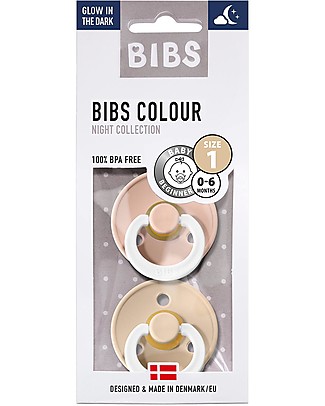 BIBS Ciuccio Colour Glow - Tettarella Ciliegia in Gomma Naturale - Rosa Cipria e Vaniglia - Senza PBA, PVC e Flatati Ciucci