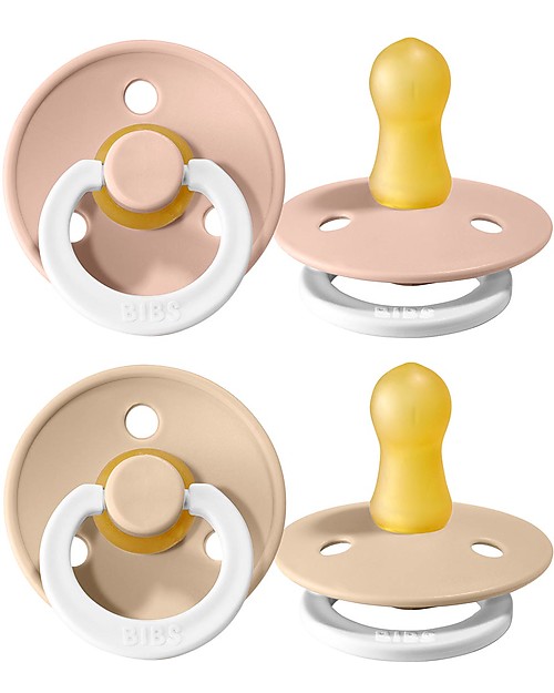 BIBS Ciuccio Colour Glow - Tettarella Ciliegia in Gomma Naturale - Rosa Cipria e Vaniglia - Senza PBA, PVC e Flatati Ciucci