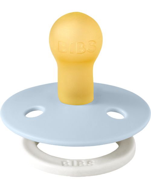 BIBS Ciuccio Colour Glow - Tettarella Ciliegia in Gomma Naturale - Singolo - Baby Blue - Senza PBA, PVC e Ftalati Ciucci