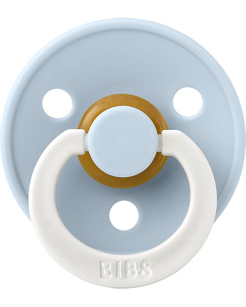 BIBS Ciuccio Colour Glow - Tettarella Ciliegia in Gomma Naturale - Singolo - Baby Blue - Senza PBA, PVC e Ftalati Ciucci
