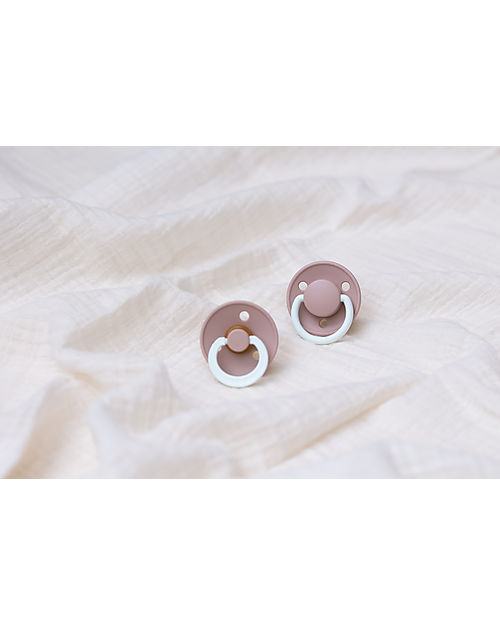 BIBS Ciuccio Colour Glow - Tettarella Ciliegia in Gomma Naturale - Singolo - Rosa Cipria - Senza PBA, PVC e Ftalati Ciucci