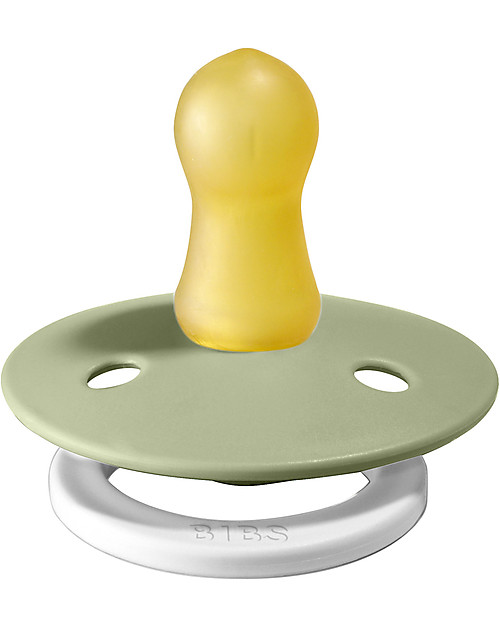 BIBS Ciuccio Colour Glow - Tettarella Ciliegia in Gomma Naturale - Verde Salvia e Cloud - Senza PBA, PVC e Flatati Ciucci