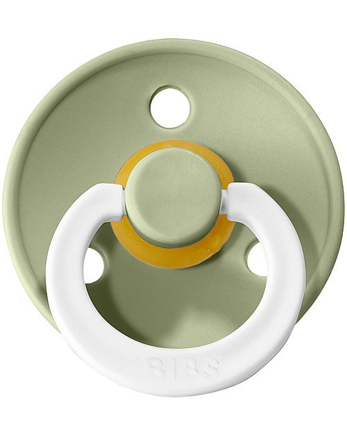 BIBS Ciuccio Colour Glow - Tettarella Ciliegia in Gomma Naturale - Verde Salvia e Cloud - Senza PBA, PVC e Flatati Ciucci