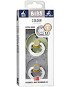 BIBS Ciuccio Colour Glow - Tettarella Ciliegia in Gomma Naturale - Verde Salvia e Cloud - Senza PBA, PVC e Flatati Ciucci