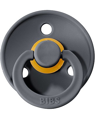 Bibs Ciuccio Colour - Grigio Scuro - Tettarella in Gomma Naturale - Made in Denmark - con Mascherina Rotonda e Leggera - Senza BPA, PVC e Ftalati Ciucci