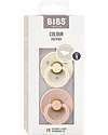 BIBS Ciuccio Colour - Tettarella Anatomica in Gomma Naturale - Avorio e Rosa Cipria - Senza PBA, PVC e Flatati Ciucci