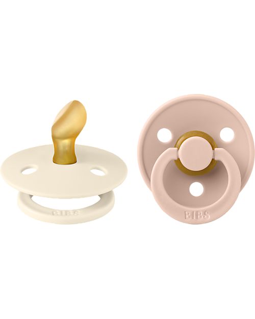 BIBS Ciuccio Colour - Tettarella Anatomica in Gomma Naturale - Avorio e Rosa Cipria - Senza PBA, PVC e Flatati Ciucci