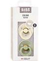 BIBS Ciuccio Colour - Tettarella Anatomica in Gomma Naturale - Avorio e Verde Salvia - Senza PBA, PVC e Flatati Ciucci