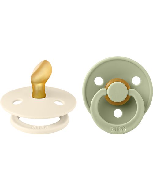 BIBS Ciuccio Colour - Tettarella Anatomica in Gomma Naturale - Avorio e Verde Salvia - Senza PBA, PVC e Flatati Ciucci