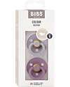 BIBS Ciuccio Colour - Tettarella Anatomica in Gomma Naturale - Fossil Grey e Mauve - Senza PBA, PVC e Flatati Ciucci