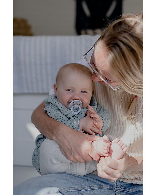 BIBS Ciuccio Colour - Tettarella Ciliegia in Gomma Naturale - Khaki e Dusty Blue - Senza PBA, PVC e Flatati Ciucci