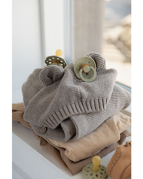 BIBS Ciuccio Colour - Tettarella Ciliegia in Gomma Naturale - Khaki e Dusty Blue - Senza PBA, PVC e Flatati Ciucci