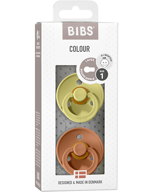 BIBS Ciuccio Colour - Tettarella Ciliegia in Gomma Naturale - Meadow  e Earth - Senza PBA, PVC e Flatati Ciucci