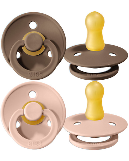 BIBS Ciuccio Colour - Tettarella Ciliegia in Gomma Naturale - Nocciola e Rosa Cipria - Senza PBA, PVC e Flatati Ciucci