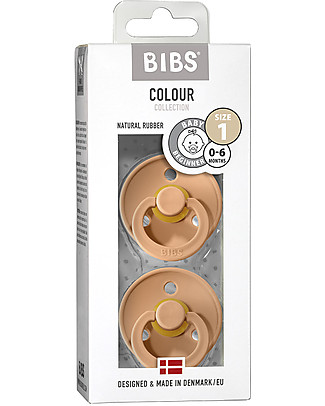 BIBS Ciuccio Colour - Tettarella Ciliegia in Gomma Naturale - Pesca e Pesca - Senza PBA, PVC e Flatati Ciucci
