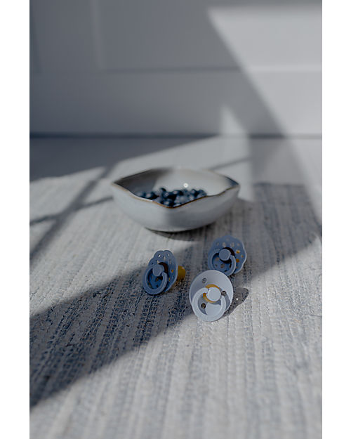 BIBS Ciuccio Colour - Tettarella Ciliegia in Gomma Naturale - Singolo - Dusty Blue - Senza PBA, PVC e Ftalati Ciucci