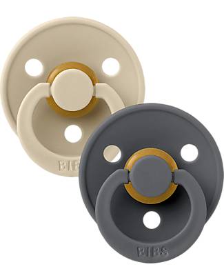 BIBS Ciuccio Colour - Tettarella Ciliegia in Gomma Naturale - Vaniglia e Iron - Senza PBA, PVC e Flatati Ciucci