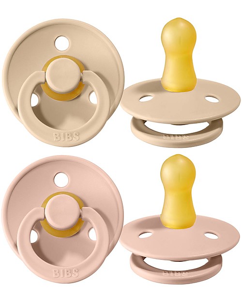 BIBS Ciuccio Colour - Tettarella Ciliegia in Gomma Naturale - Vaniglia e Rosa Cipria - Senza PBA, PVC e Flatati Ciucci