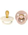 BIBS Ciuccio Colour - Tettarella Simmetrica in Gomma Naturale - Avorio e Rosa Cipria - Senza PBA, PVC e Flatati Ciucci