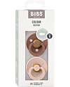 BIBS Ciuccio Colour - Tettarella Simmetrica in Gomma Naturale - Woodchuck e Rosa Cipria - Senza PBA, PVC e Flatati Ciucci