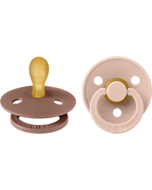 BIBS Ciuccio Colour - Tettarella Simmetrica in Gomma Naturale - Woodchuck e Rosa Cipria - Senza PBA, PVC e Flatati Ciucci
