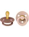 BIBS Ciuccio Colour - Tettarella Simmetrica in Gomma Naturale - Woodchuck e Rosa Cipria - Senza PBA, PVC e Flatati Ciucci