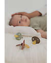 BIBS Ciuccio Colour - Tettarella Simmetrica in Gomma Naturale - Woodchuck e Rosa Cipria - Senza PBA, PVC e Flatati Ciucci