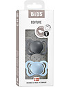 BIBS Ciuccio Couture - Tettarella Anatomica in Gomma Naturale - Iron e Baby Blue - Senza PBA, PVC e Flatati Ciucci