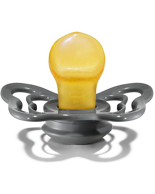 BIBS Ciuccio Couture - Tettarella Anatomica in Gomma Naturale - Iron e Baby Blue - Senza PBA, PVC e Flatati Ciucci