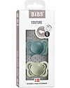 BIBS Ciuccio Couture - Tettarella Anatomica in Gomma Naturale - Island Sea e Verde Salvia - Senza PBA, PVC e Flatati Ciucci