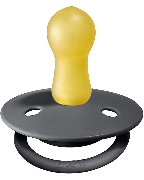 BIBS Ciuccio De Lux - Tettarella Ciliegia in Gomma Naturale - Iron e Baby Blue - Senza PBA, PVC e Flatati Ciucci