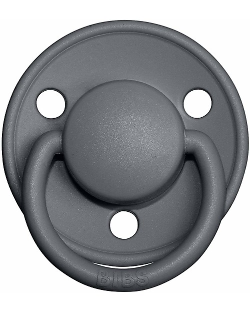 BIBS Ciuccio De Lux - Tettarella Ciliegia in Gomma Naturale - Iron e Baby Blue - Senza PBA, PVC e Flatati Ciucci