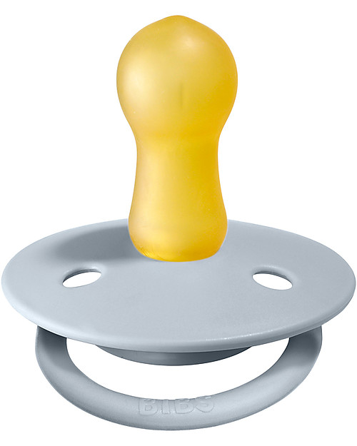 BIBS Ciuccio De Lux - Tettarella Ciliegia in Gomma Naturale - Iron e Baby Blue - Senza PBA, PVC e Flatati Ciucci