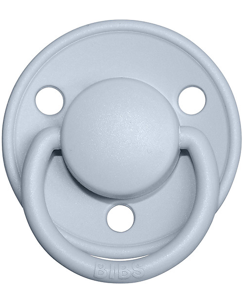 BIBS Ciuccio De Lux - Tettarella Ciliegia in Gomma Naturale - Iron e Baby Blue - Senza PBA, PVC e Flatati Ciucci