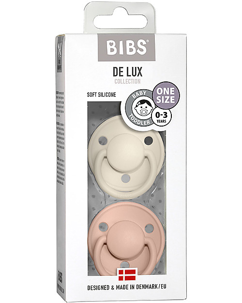 BIBS Ciuccio De Lux - Tettarella Ciliegia in Silicone - Avorio e Rosa Cipria - Senza PBA, PVC e Flatati Ciucci