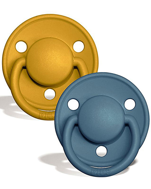 BIBS Ciuccio De Lux - Tettarella Ciliegia in Silicone - Senape e Petrolio - Senza PBA, PVC e Flatati Ciucci