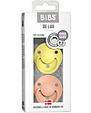 BIBS Ciuccio De Lux - Tettarella Ciliegia in Silicone - Sunshine e Peach Sunset - Senza PBA, PVC e Flatati Ciucci