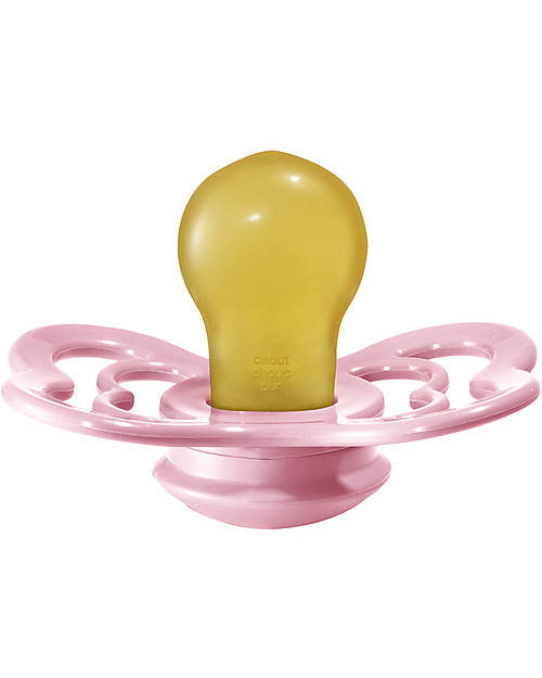 BIBS Ciuccio Supreme - Tettarella Simmetrica in Gomma Naturale - Avorio e Baby Pink  - Senza PBA, PVC e Flatati Ciucci