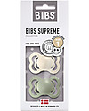 BIBS Ciuccio Supreme - Tettarella Simmetrica in Gomma Naturale - Avorio e Verde Salvia - Senza PBA, PVC e Flatati Ciucci