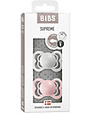 BIBS Ciuccio Supreme - Tettarella Simmetrica in Gomma Naturale - Haze  e Rosa - Senza PBA, PVC e Flatati Ciucci