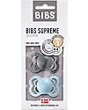 BIBS Ciuccio Supreme - Tettarella Simmetrica in Gomma Naturale - Iron e Baby Blue - Senza PBA, PVC e Flatati Ciucci