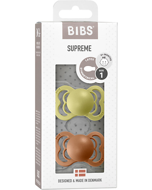 BIBS Ciuccio Supreme - Tettarella Simmetrica in Gomma Naturale - Meadow  e Earth - Senza PBA, PVC e Flatati Ciucci